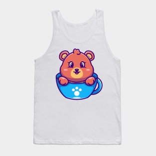 Cute bear on cup coffee cartoon Tank Top